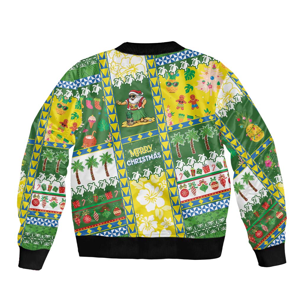 Pitcairn Islands Christmas Sleeve Zip Bomber Jacket Festive Beach Vibes LT05 - Polynesian Pride