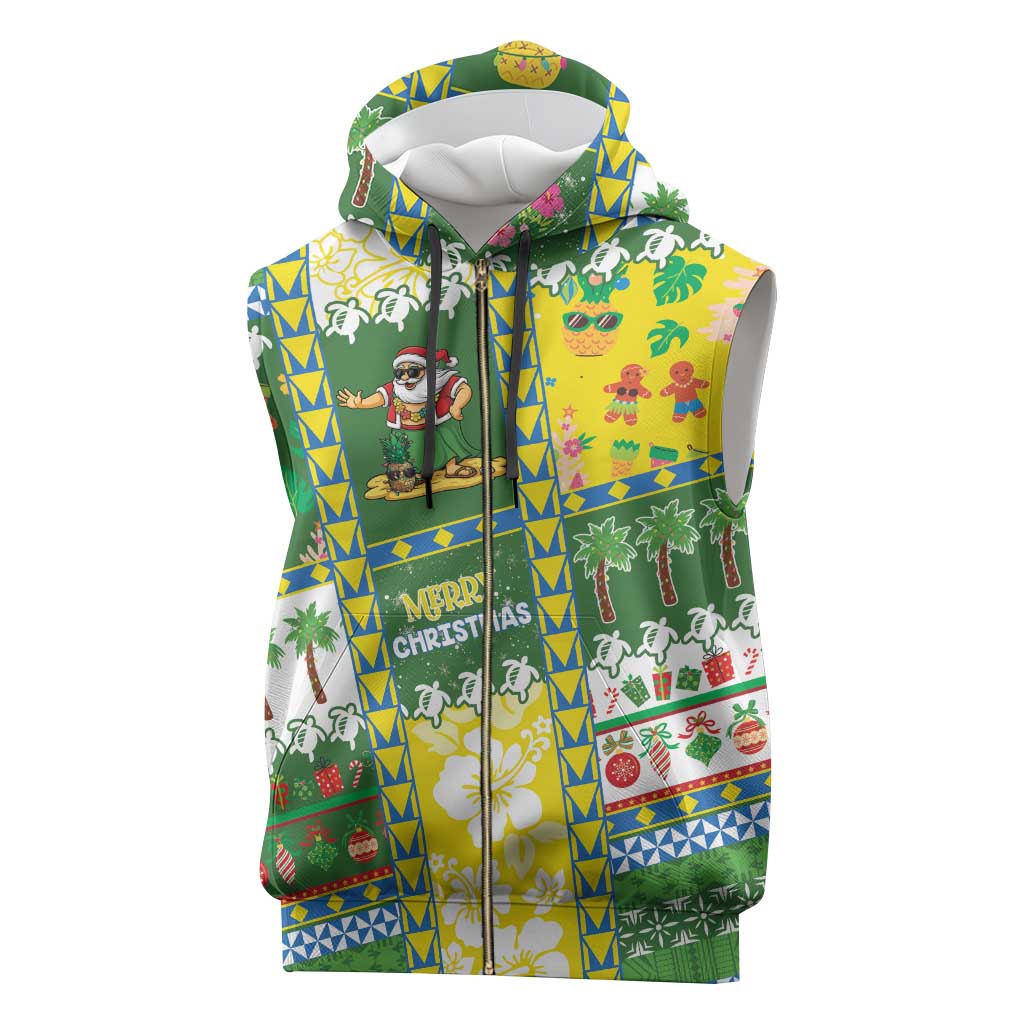 Pitcairn Islands Christmas Sleeveless Zip Hoodie Festive Beach Vibes - Polynesian Pride