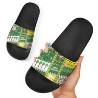 Pitcairn Islands Christmas Slide Sandals Festive Beach Vibes - Polynesian Pride
