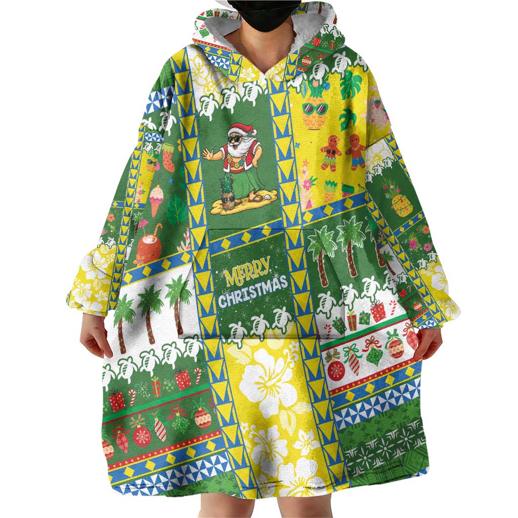 Pitcairn Islands Christmas Wearable Blanket Hoodie Festive Beach Vibes LT05 - Polynesian Pride