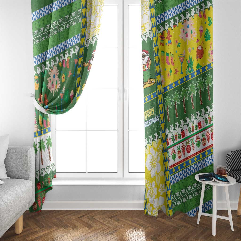 Pitcairn Islands Christmas Window Curtain Festive Beach Vibes - Polynesian Pride