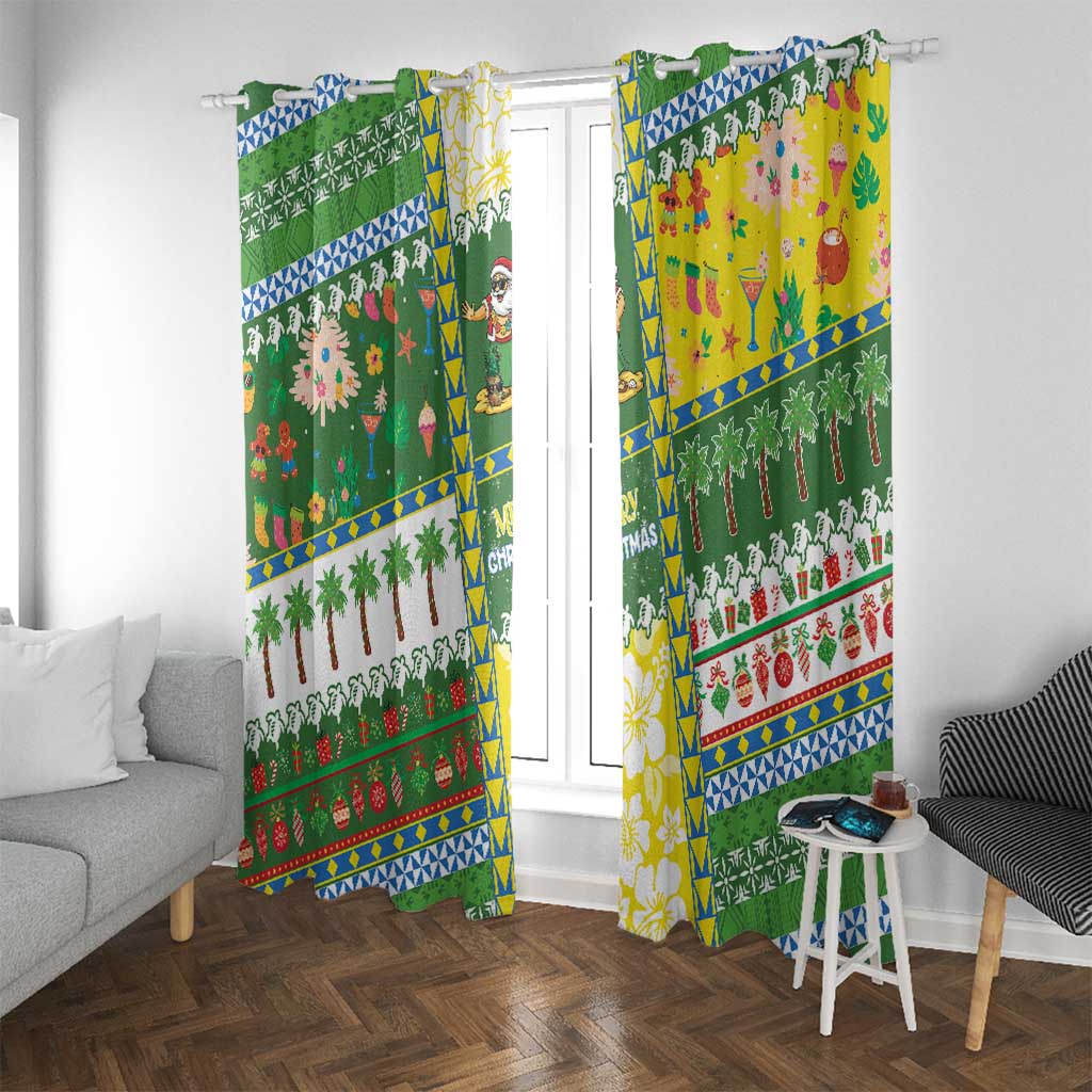 Pitcairn Islands Christmas Window Curtain Festive Beach Vibes - Polynesian Pride