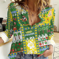 Pitcairn Islands Christmas Women Casual Shirt Festive Beach Vibes - Polynesian Pride