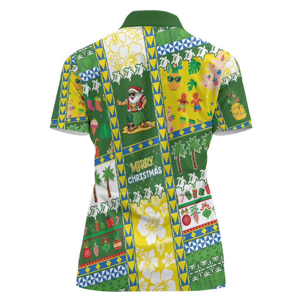Pitcairn Islands Christmas Women Polo Shirt Festive Beach Vibes - Polynesian Pride