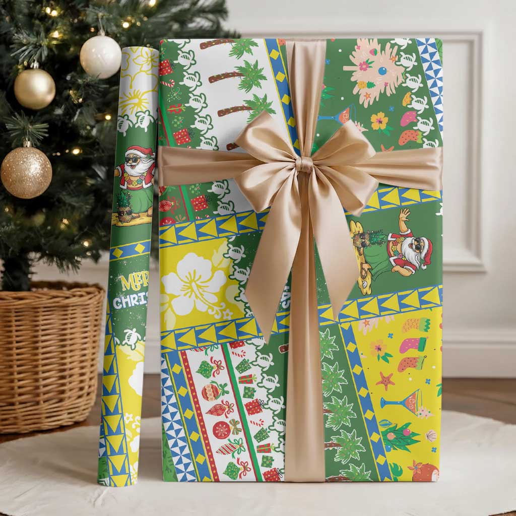 Pitcairn Islands Christmas Wrapping Paper Festive Beach Vibes - Polynesian Pride