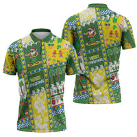Pitcairn Islands Christmas Zipper Polo Shirt Festive Beach Vibes - Polynesian Pride