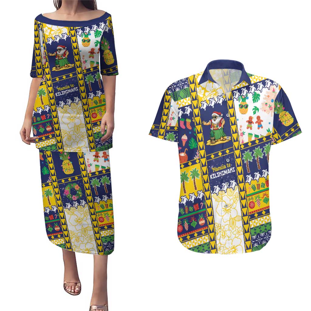 Tokelau Christmas Couples Matching Puletasi and Hawaiian Shirt Festive Beach Vibes LT05 Colorful - Polynesian Pride