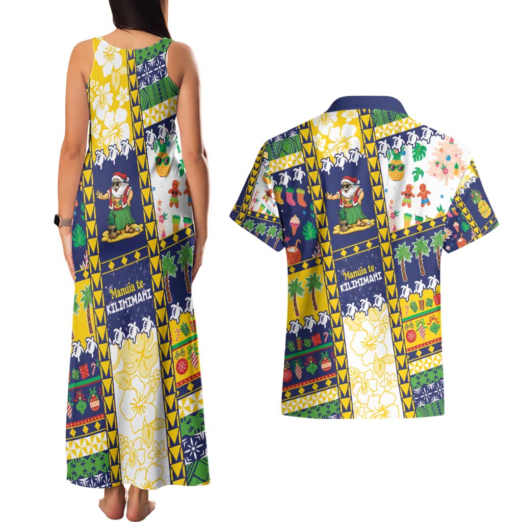 Tokelau Christmas Couples Matching Tank Maxi Dress and Hawaiian Shirt Festive Beach Vibes - Polynesian Pride