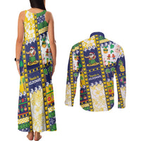 Tokelau Christmas Couples Matching Tank Maxi Dress and Long Sleeve Button Shirt Festive Beach Vibes LT05 - Polynesian Pride