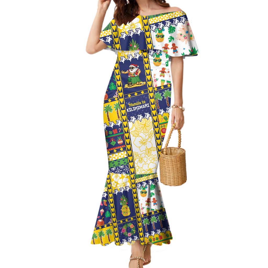 Tokelau Christmas Family Matching Mermaid Dress and Hawaiian Shirt Festive Beach Vibes - Polynesian Pride