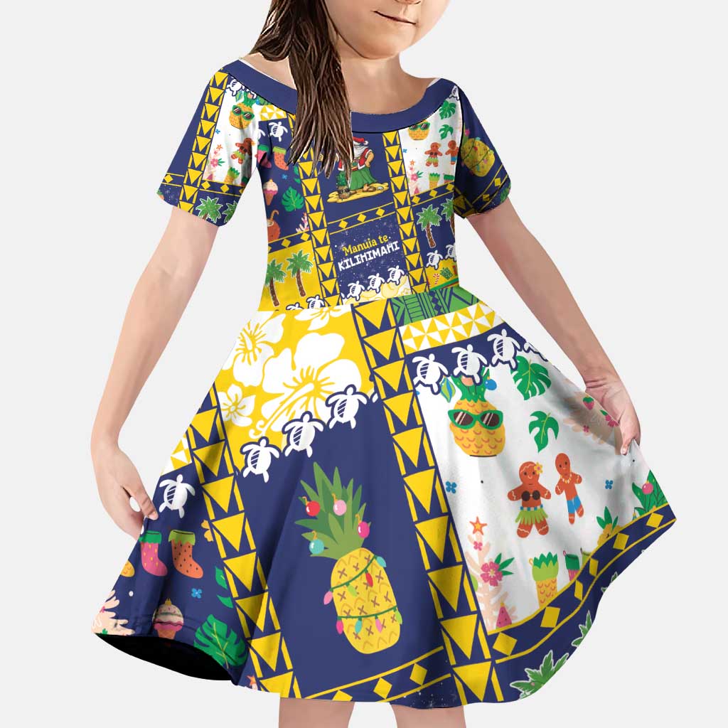 Tokelau Christmas Family Matching Puletasi and Hawaiian Shirt Festive Beach Vibes LT05 Daughter's Dress Colorful - Polynesian Pride