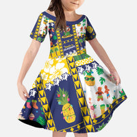 Tokelau Christmas Kid Short Sleeve Dress Festive Beach Vibes LT05 KID Colorful - Polynesian Pride