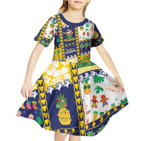 Tokelau Christmas Kid Short Sleeve Dress Festive Beach Vibes LT05 - Polynesian Pride