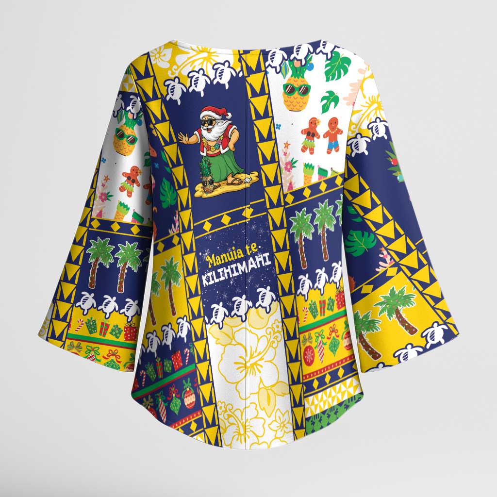 Tokelau Christmas Kimono Sleeve Blouse Festive Beach Vibes LT05 - Polynesian Pride