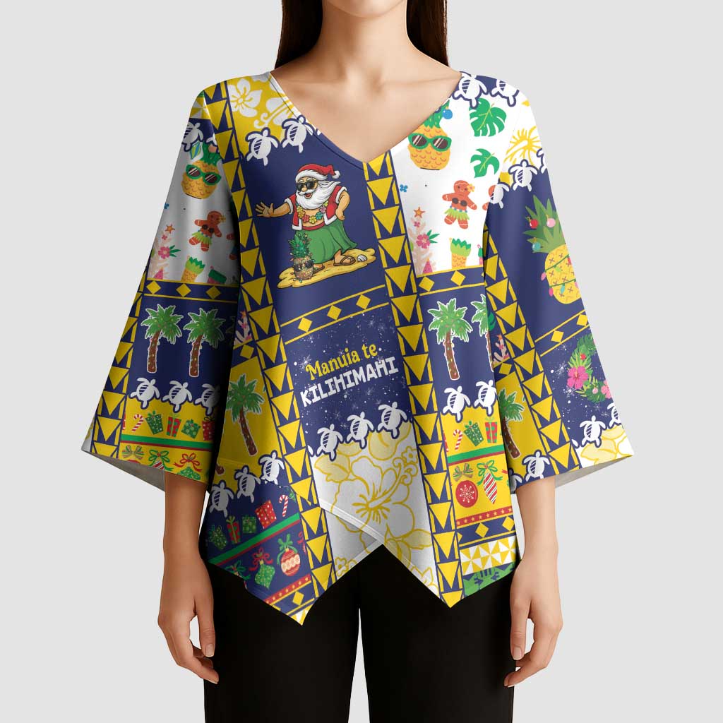 Tokelau Christmas Kimono Sleeve Blouse Festive Beach Vibes LT05 - Polynesian Pride