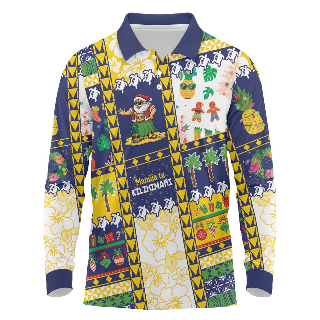 Tokelau Christmas Long Sleeve Polo Shirt Festive Beach Vibes LT05 Colorful - Polynesian Pride