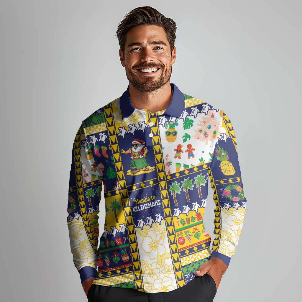 Tokelau Christmas Long Sleeve Polo Shirt Festive Beach Vibes LT05 - Polynesian Pride