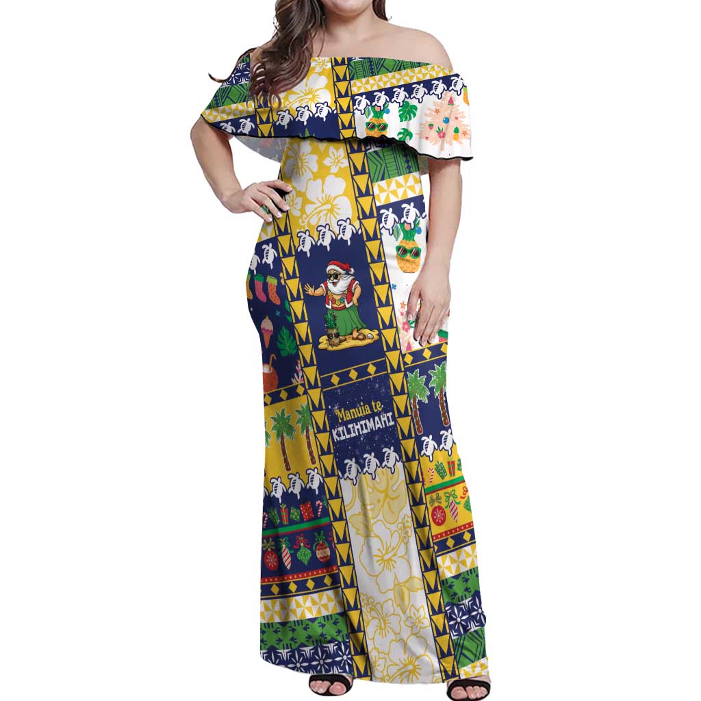 Tokelau Christmas Off Shoulder Maxi Dress Festive Beach Vibes LT05 Women Colorful - Polynesian Pride