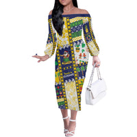 Tokelau Christmas Off The Shoulder Long Sleeve Dress Festive Beach Vibes LT05 Women Colorful - Polynesian Pride