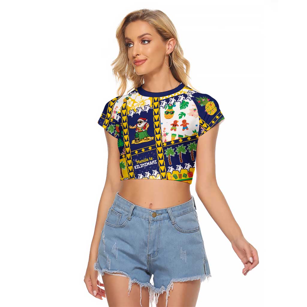 Tokelau Christmas Raglan Cropped T Shirt Festive Beach Vibes LT05 Female Colorful - Polynesian Pride