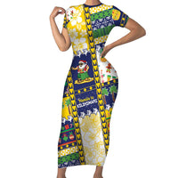 Tokelau Christmas Short Sleeve Bodycon Dress Festive Beach Vibes LT05 Long Dress Colorful - Polynesian Pride