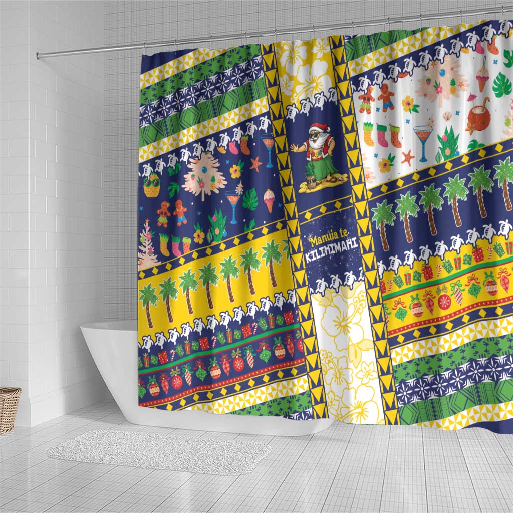Tokelau Christmas Shower Curtain Festive Beach Vibes - Polynesian Pride