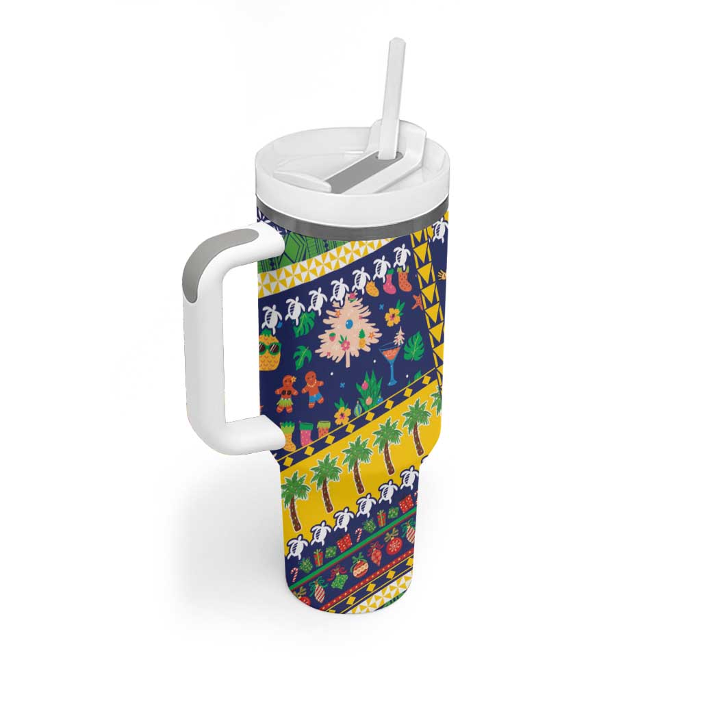 Tokelau Christmas Tumbler With Handle Festive Beach Vibes - Polynesian Pride