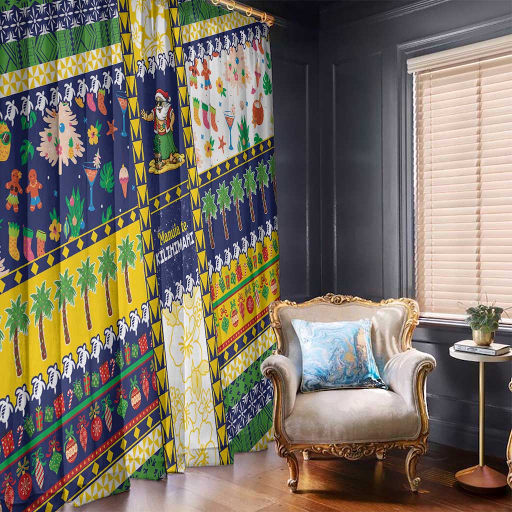 Tokelau Christmas Window Curtain Festive Beach Vibes - Polynesian Pride