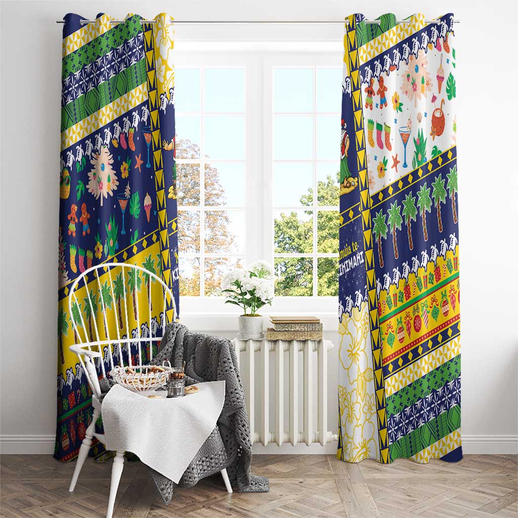 Tokelau Christmas Window Curtain Festive Beach Vibes - Polynesian Pride