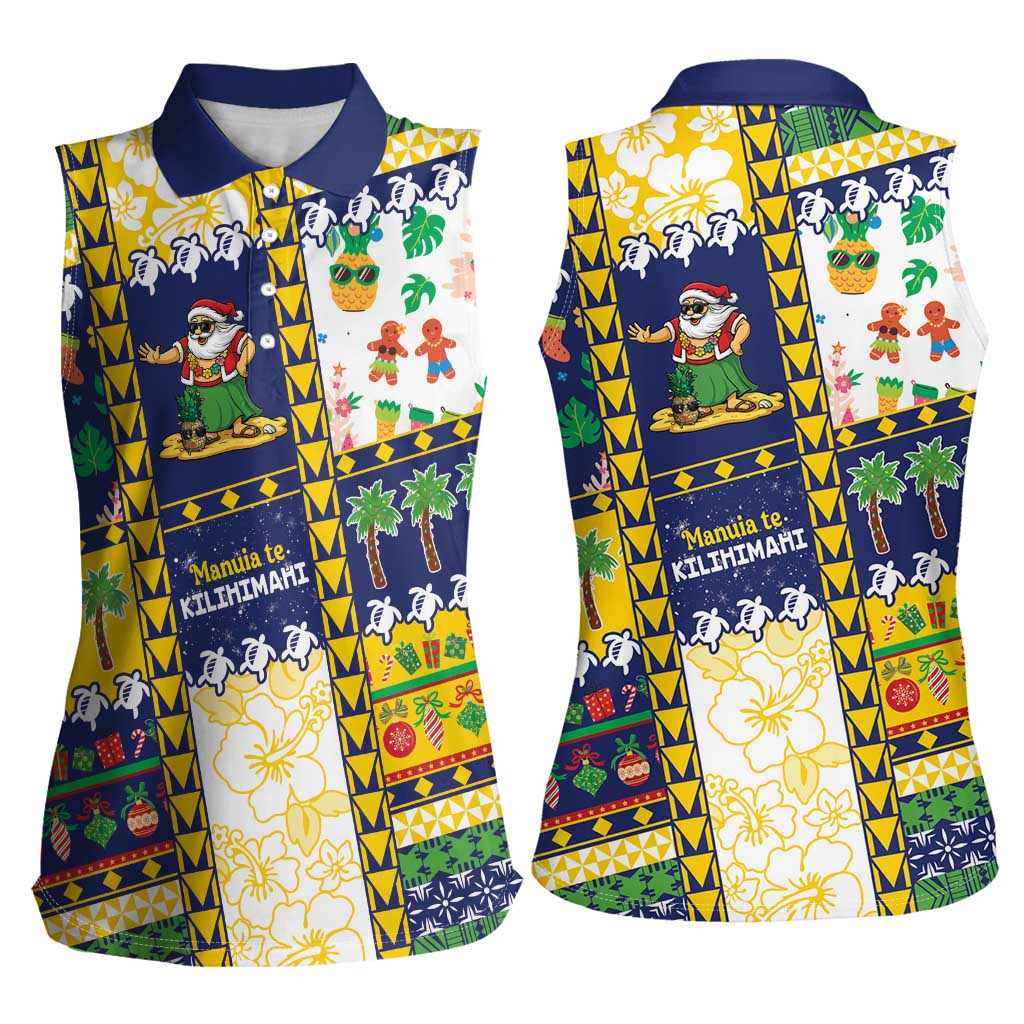 Tokelau Christmas Women Sleeveless Polo Shirt Festive Beach Vibes LT05 - Polynesian Pride