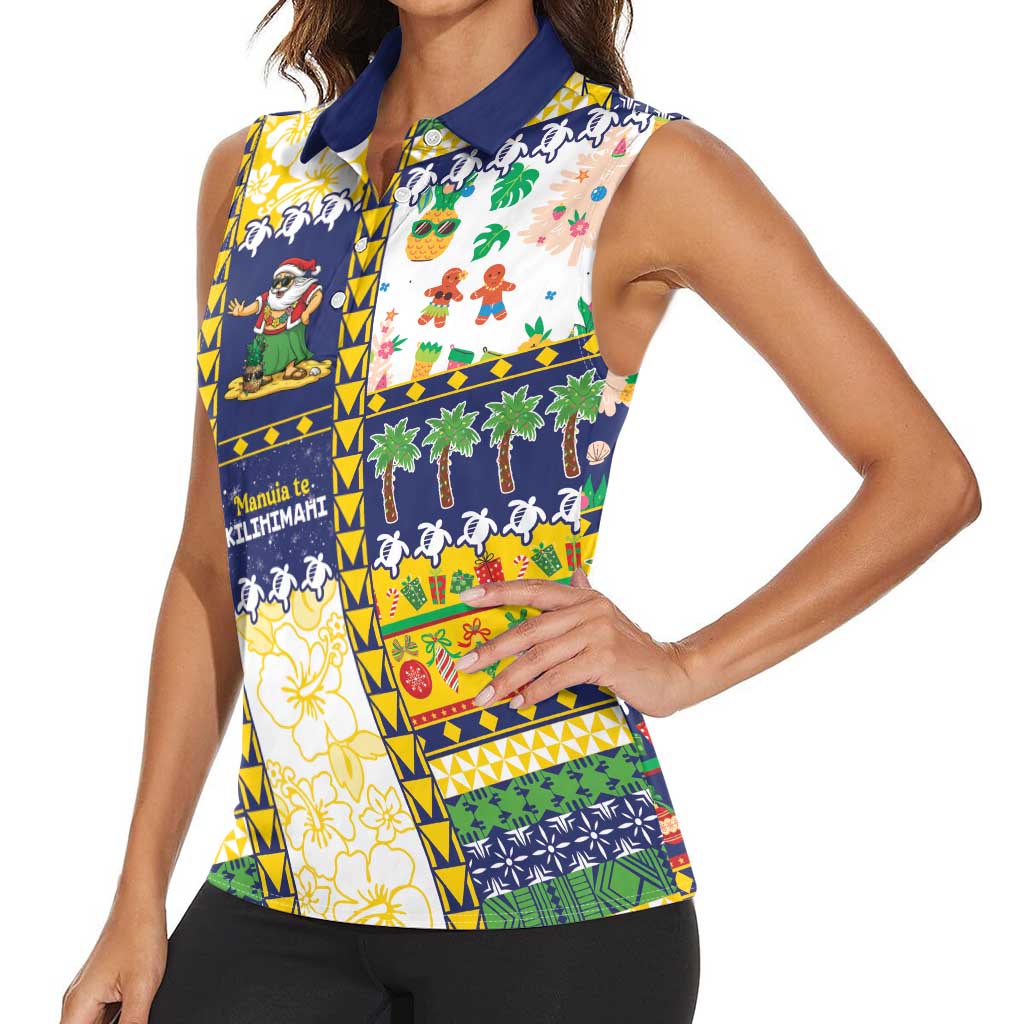 Tokelau Christmas Women Sleeveless Polo Shirt Festive Beach Vibes LT05 - Polynesian Pride
