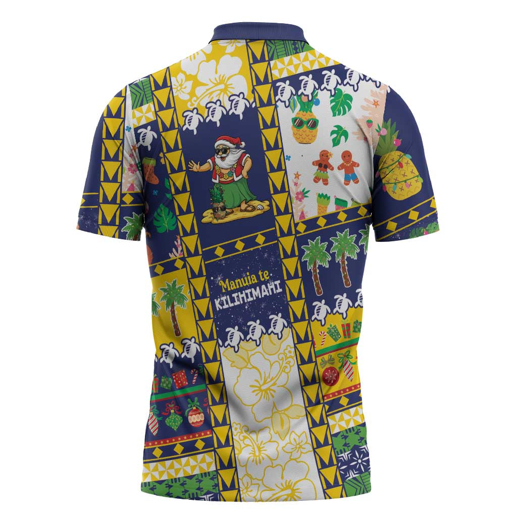 Tokelau Christmas Zipper Polo Shirt Festive Beach Vibes LT05 - Polynesian Pride