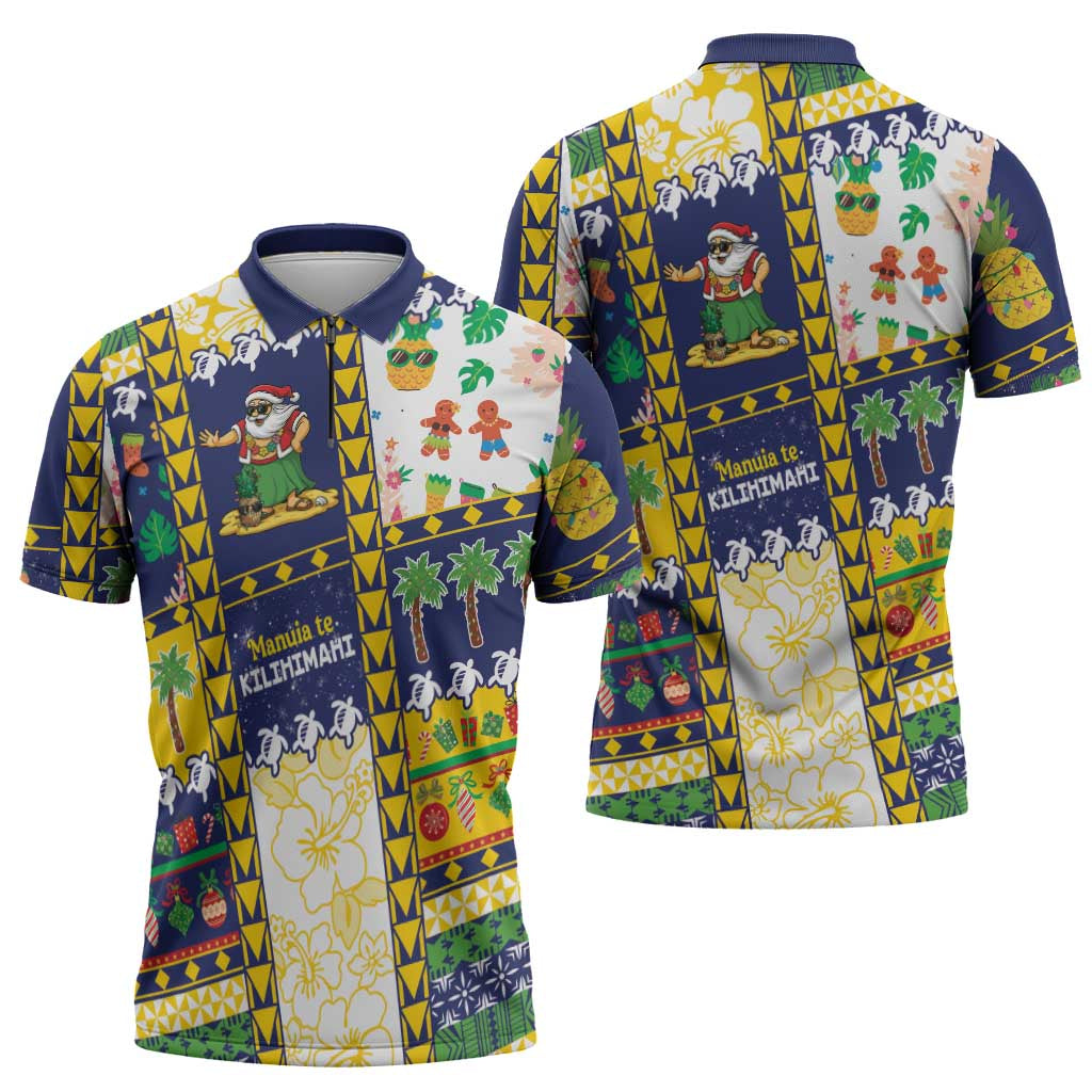 Tokelau Christmas Zipper Polo Shirt Festive Beach Vibes LT05 - Polynesian Pride