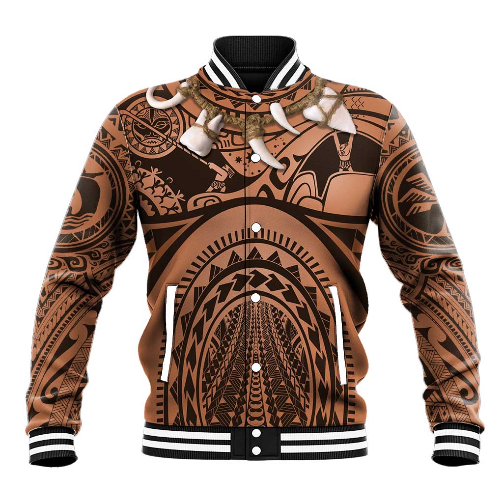 Polynesia Maui Tattoo Inspired Cosplay Costume Baseball Jacket LT05 Unisex Beige - Polynesian Pride