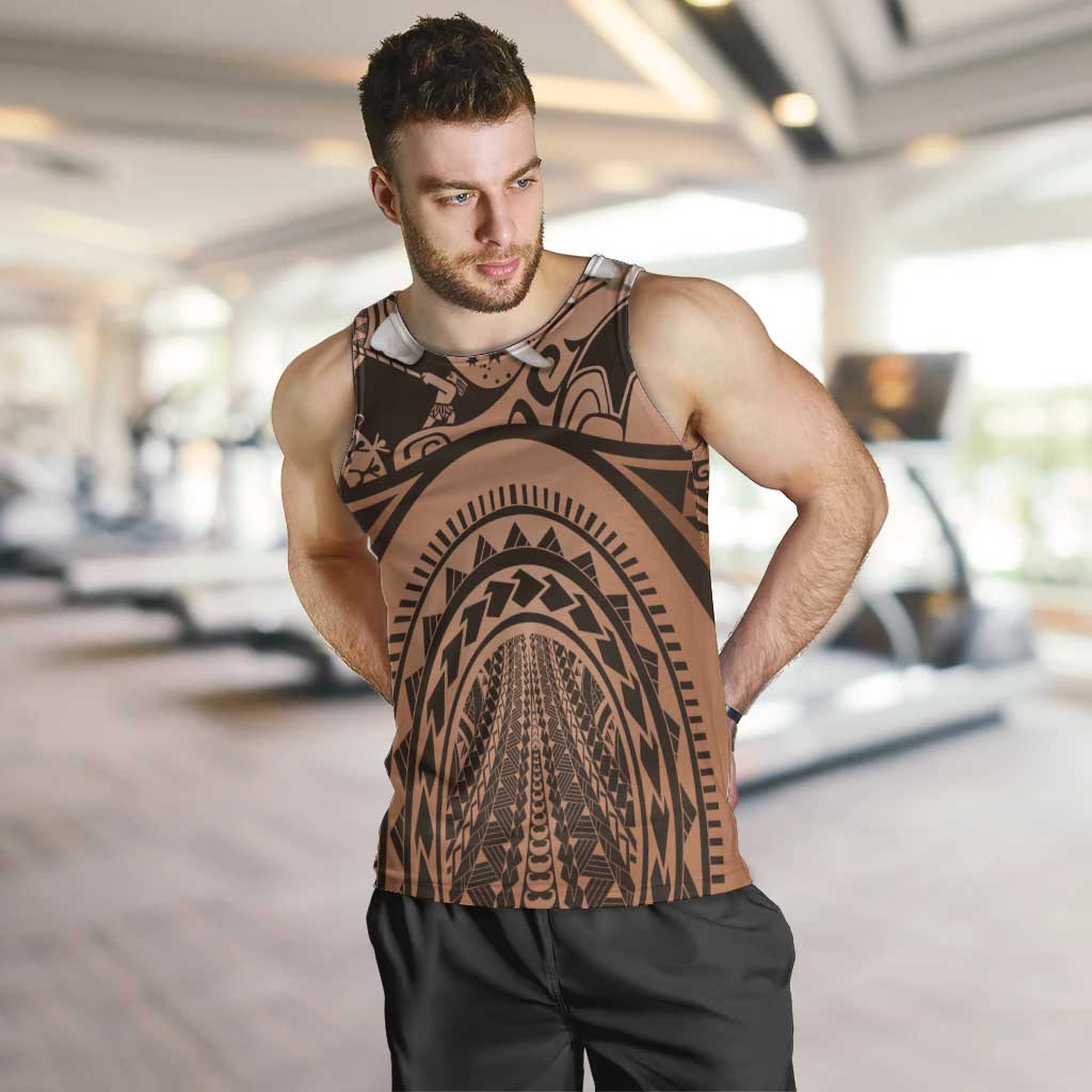 Polynesia Maui Tattoo Inspired Cosplay Costume Men Tank Top LT05 Beige - Polynesian Pride
