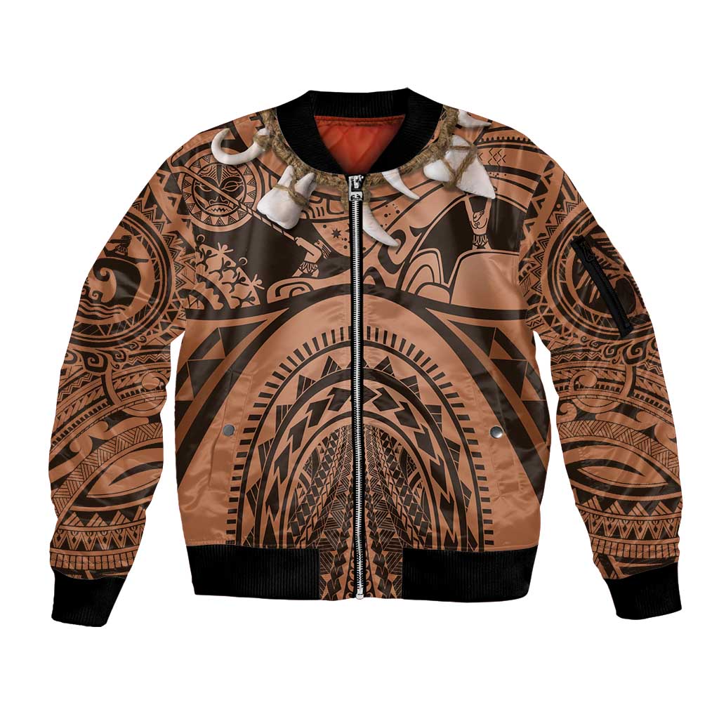 Polynesia Maui Tattoo Inspired Cosplay Costume Sleeve Zip Bomber Jacket