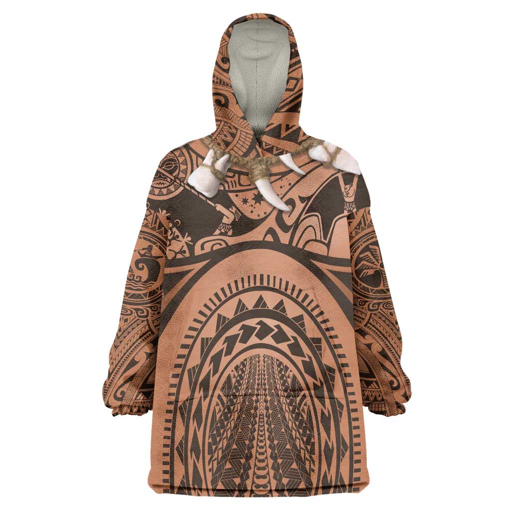 Polynesia Maui Tattoo Inspired Cosplay Costume Wearable Blanket Hoodie LT05 One Size Beige - Polynesian Pride