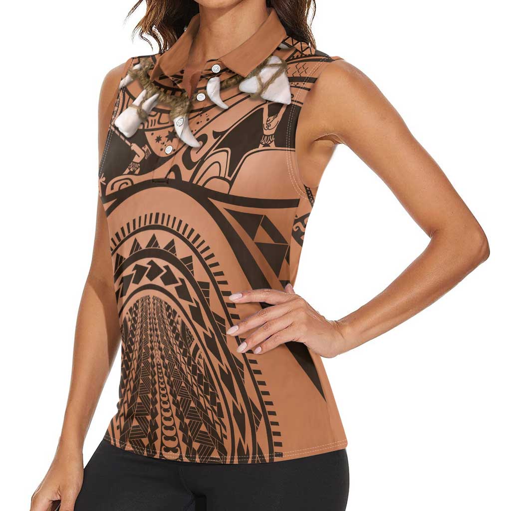 Polynesia Maui Tattoo Inspired Cosplay Costume Women Sleeveless Polo Shirt