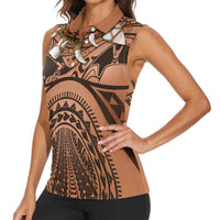 Polynesia Maui Tattoo Inspired Cosplay Costume Women Sleeveless Polo Shirt