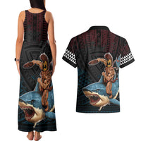 Hawaii Ikaika Couples Matching Tank Maxi Dress and Hawaiian Shirt Hawaiian Mythic Koa Tribal Warrior