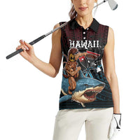 Hawaii Ikaika Women Sleeveless Polo Shirt Hawaiian Mythic Koa Tribal Warrior