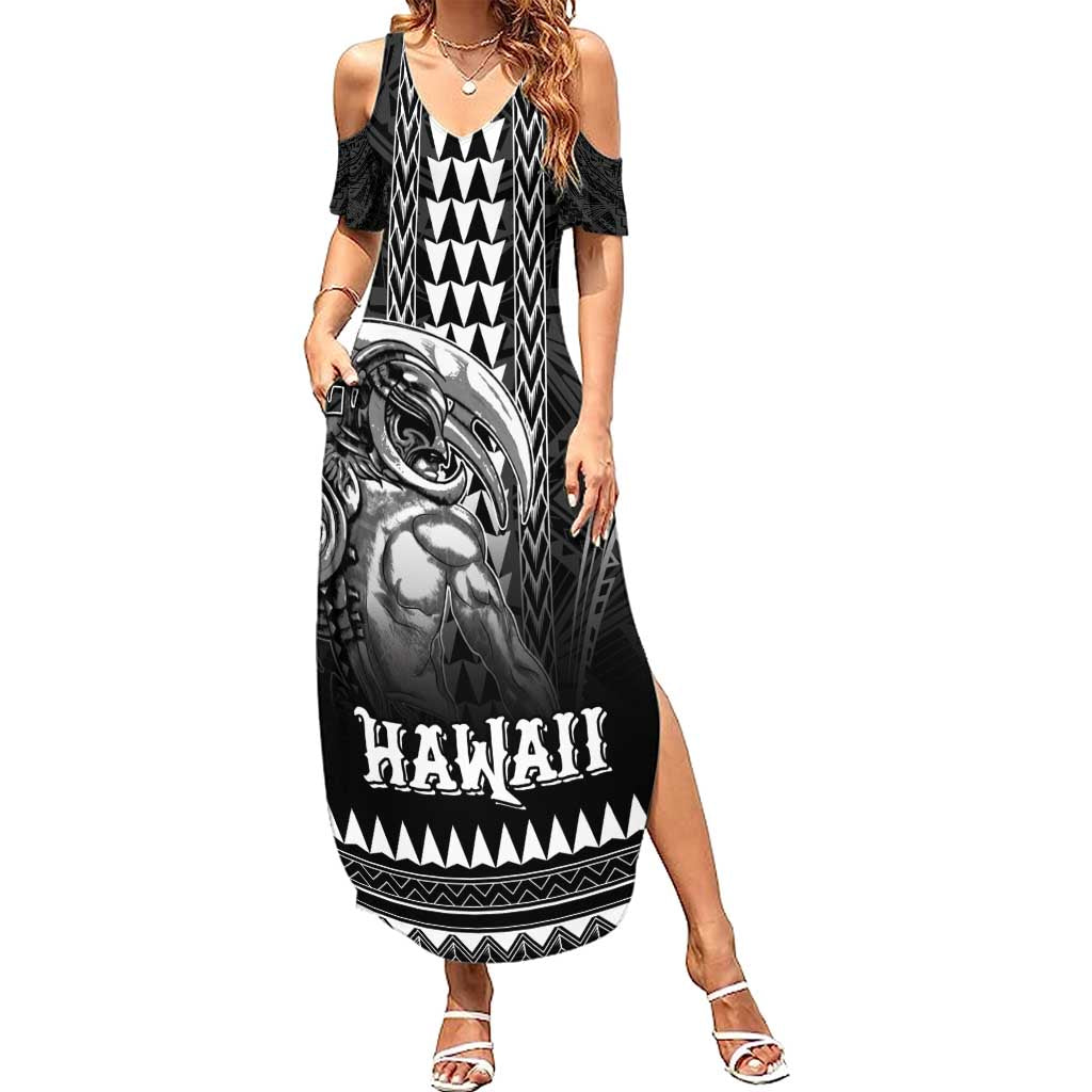 Hawaiian Ikaika Warrior Family Matching Summer Maxi Dress and Hawaiian Shirt Tribal Pattern