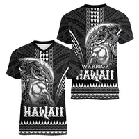 Hawaiian Ikaika Warrior Women V-Neck T-Shirt Tribal Pattern
