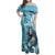 Hawaii Namaka Goddess Of The Sea Family Matching Off Shoulder Maxi Dress and Hawaiian Shirt Polynesian Style LT05 Mom's Dress Turquoise - Polynesian Pride