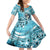 Hawaii Namaka Goddess Of The Sea Family Matching Off Shoulder Short Dress and Hawaiian Shirt Polynesian Style LT05 Daughter's Dress Turquoise - Polynesian Pride