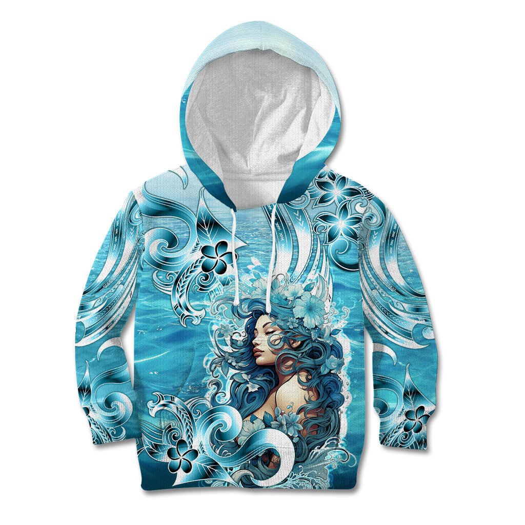 Hawaii Namaka Goddess Of The Sea Kid Hoodie Polynesian Style LT05 Hoodie Turquoise - Polynesian Pride
