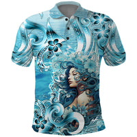 Hawaii Namaka Goddess Of The Sea Polo Shirt Polynesian Style LT05 Turquoise - Polynesian Pride