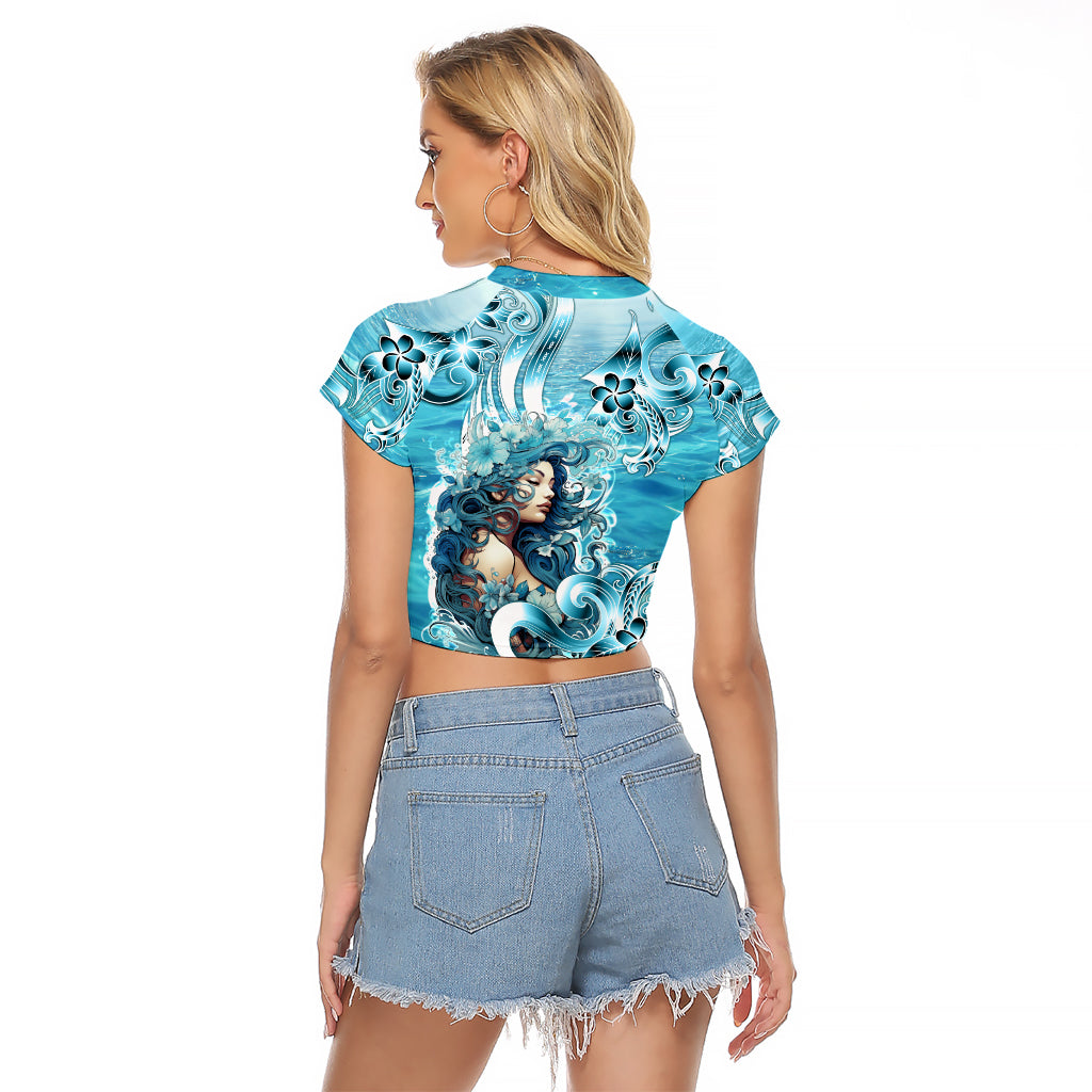 Hawaii Namaka Goddess Of The Sea Raglan Cropped T Shirt Polynesian Style LT05 - Polynesian Pride