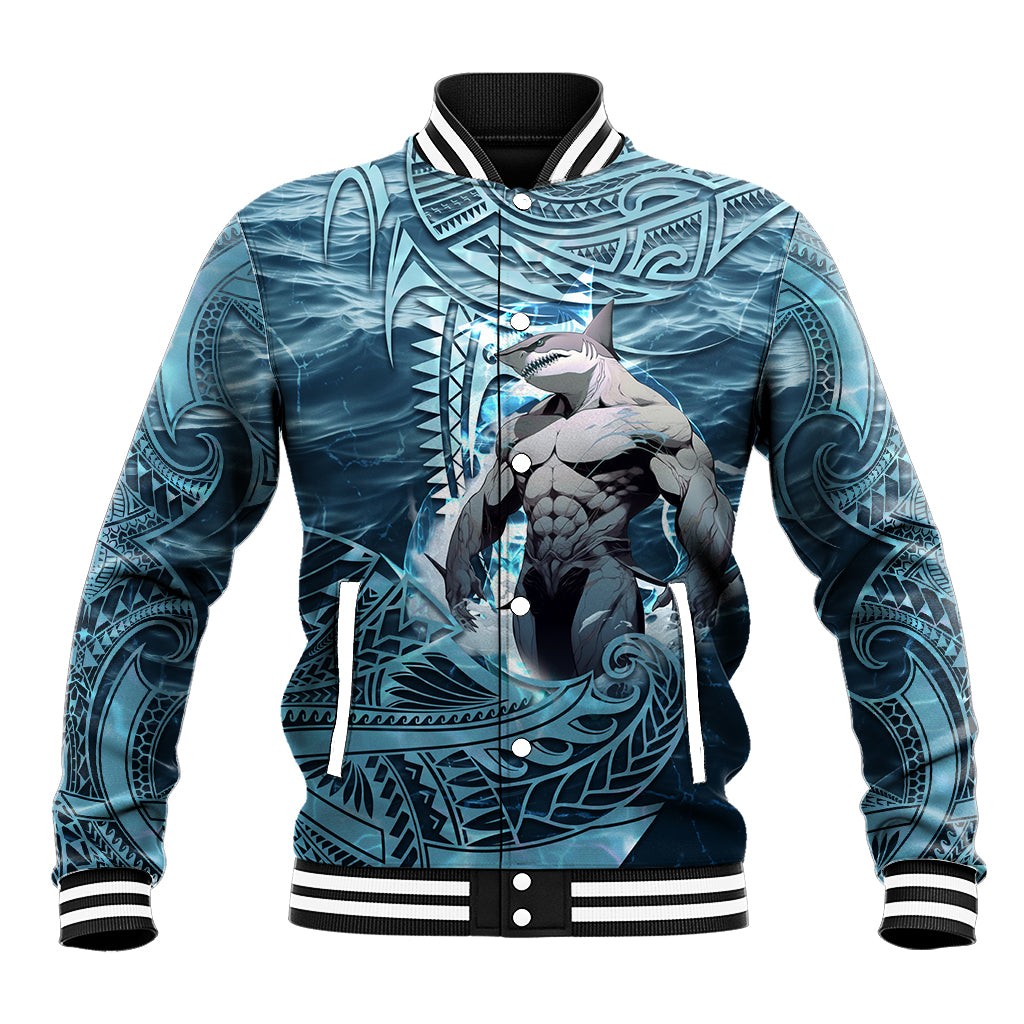 Hawaiian Shark God Kamohoalii Baseball Jacket Polynesian Style LT05 Unisex Blue - Polynesian Pride