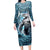 Hawaiian Shark God Kamohoalii Family Matching Long Sleeve Bodycon Dress and Hawaiian Shirt Polynesian Style LT05 Mom's Dress Blue - Polynesian Pride